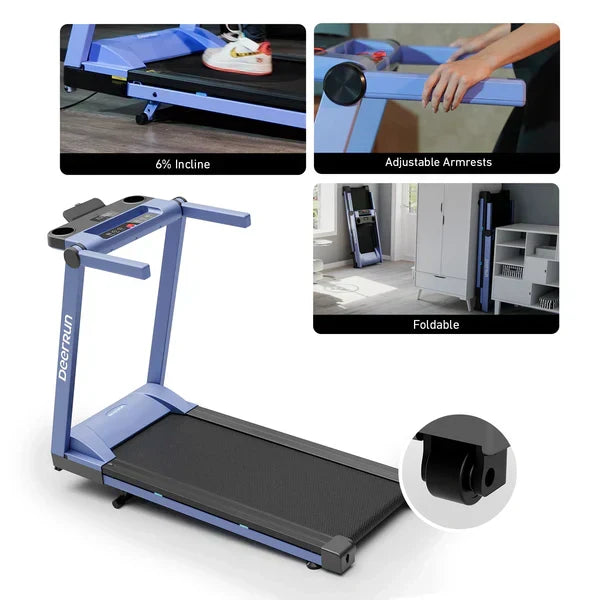 DeerRun A1 Pro Folding Smart Treadmill with 6% Incline - 16kph, 150kg